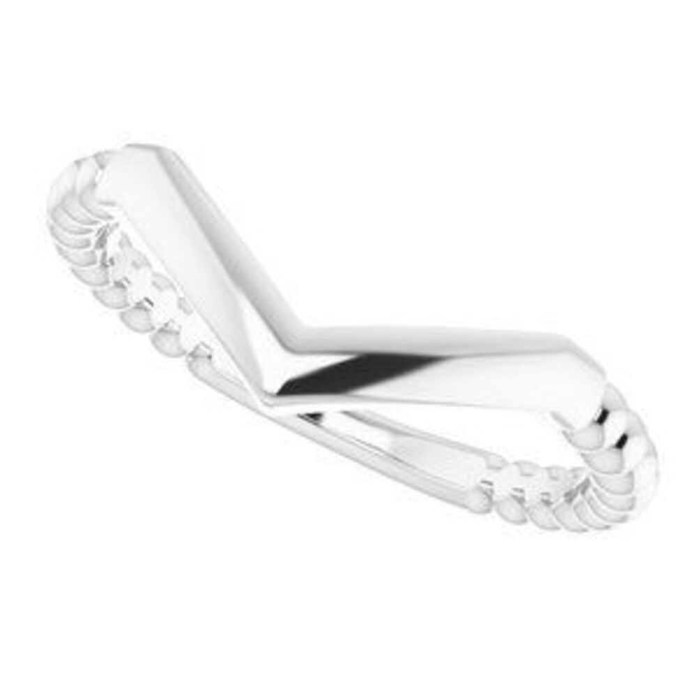 Sterling Silver Stackable Beaded V-Ring - image 5